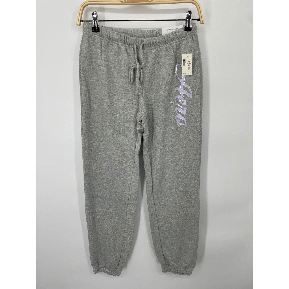 Aéropostale Womens Classic Cinch Sweatpants Joggers‎ Size M Gray Fleece